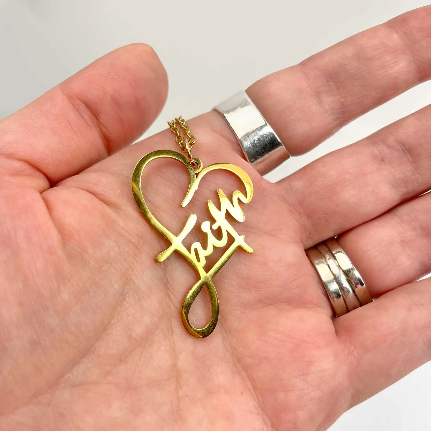 Faith Heart Necklace - 18K Gold-Plated Stainless Steel Pendant Necklace