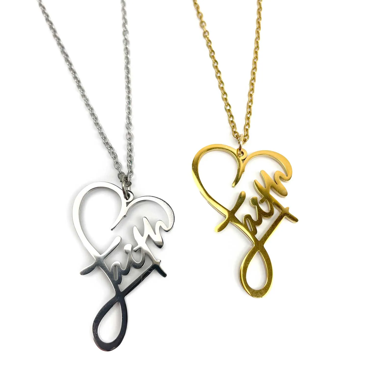 Faith Heart Necklace - 18K Gold-Plated Stainless Steel Pendant Necklace