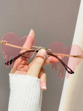 Frameless Drop Heart Tears Sunglasses