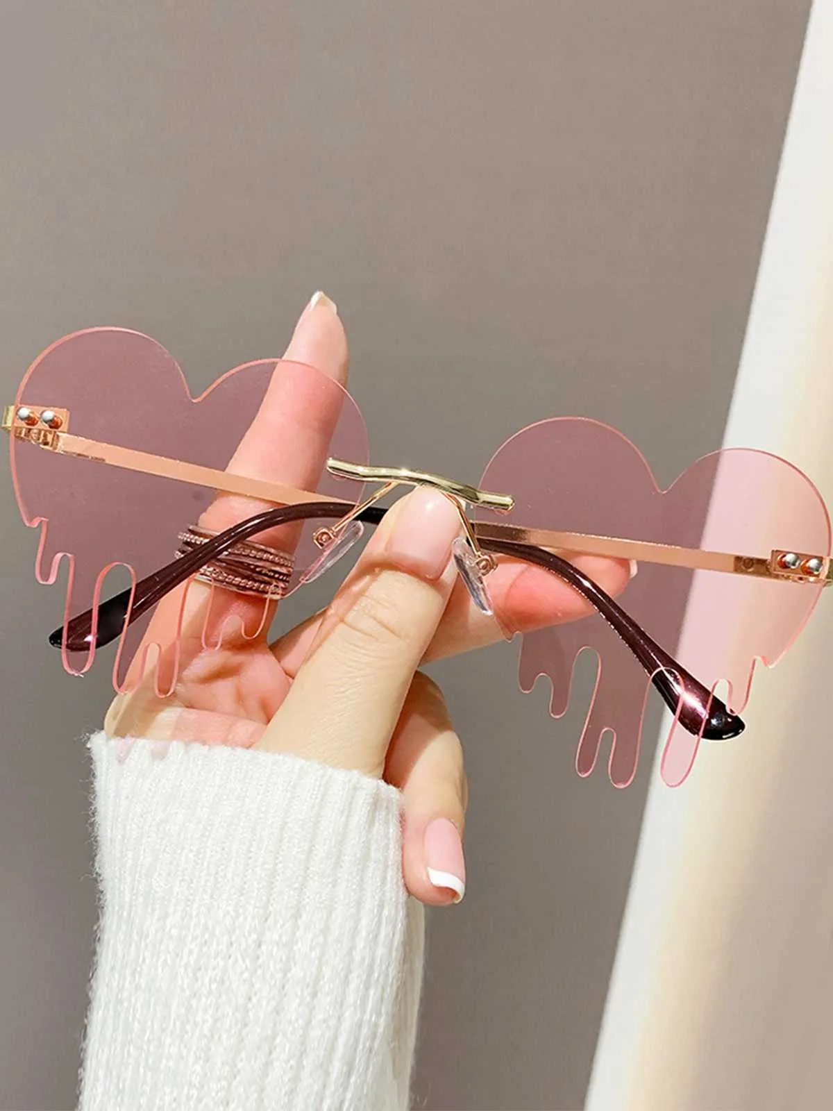 Frameless Drop Heart Tears Sunglasses