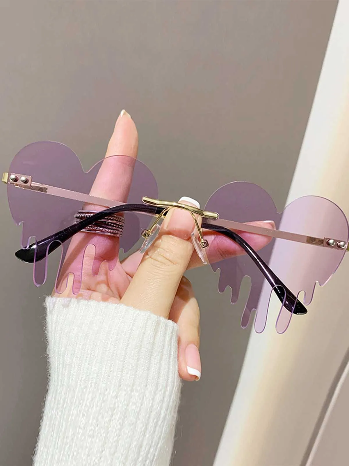 Frameless Drop Heart Tears Sunglasses