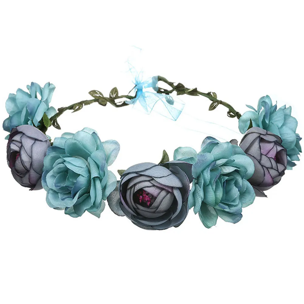 Garland Simulation of Large Roses Green Leaves Peony Flowers Moringa Garland Headband