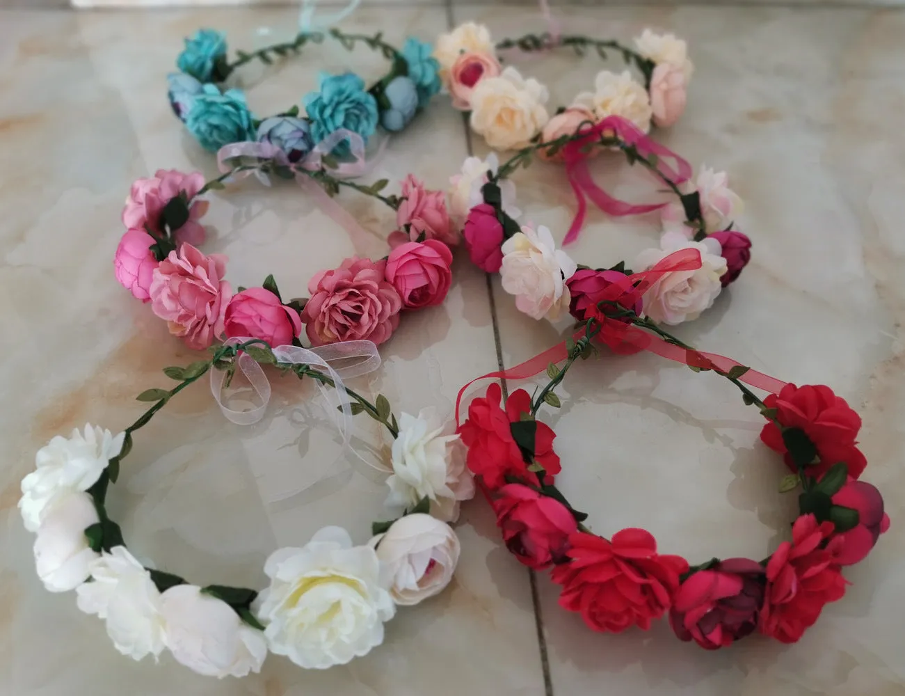 Garland Simulation of Large Roses Green Leaves Peony Flowers Moringa Garland Headband