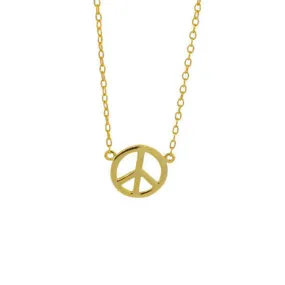 Gold-Dipped Mini Peace Charm Necklace 16 inch