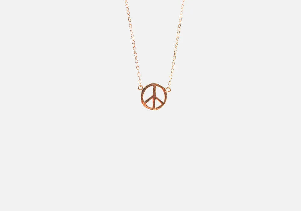 Gold-Dipped Mini Peace Charm Necklace 16 inch