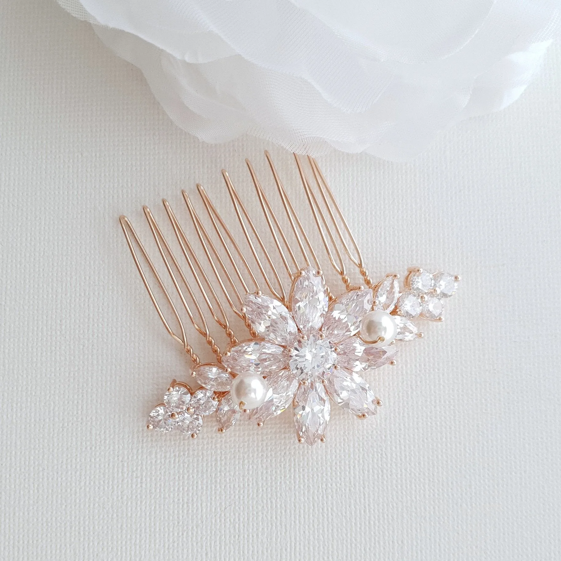 Gold Hair Combs for Weddings-Daisy