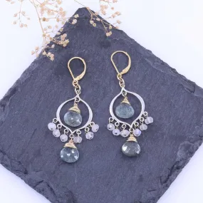 Grayson - Aquamarine and Moonstone Silver Chandelier Earrings - 2023