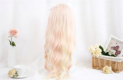 HARAJUKU LOLITA MIXTURE PINK GOLDEN COS BIG WAVE WIG BY31021