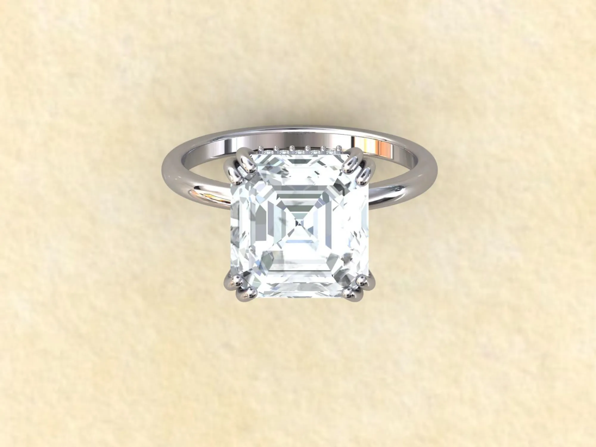 Hidden Ring For Engagement 6.8 Ct Asscher Cut Diamond Ring