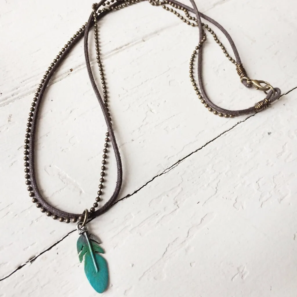 honor // men's rugged feather double strand necklace