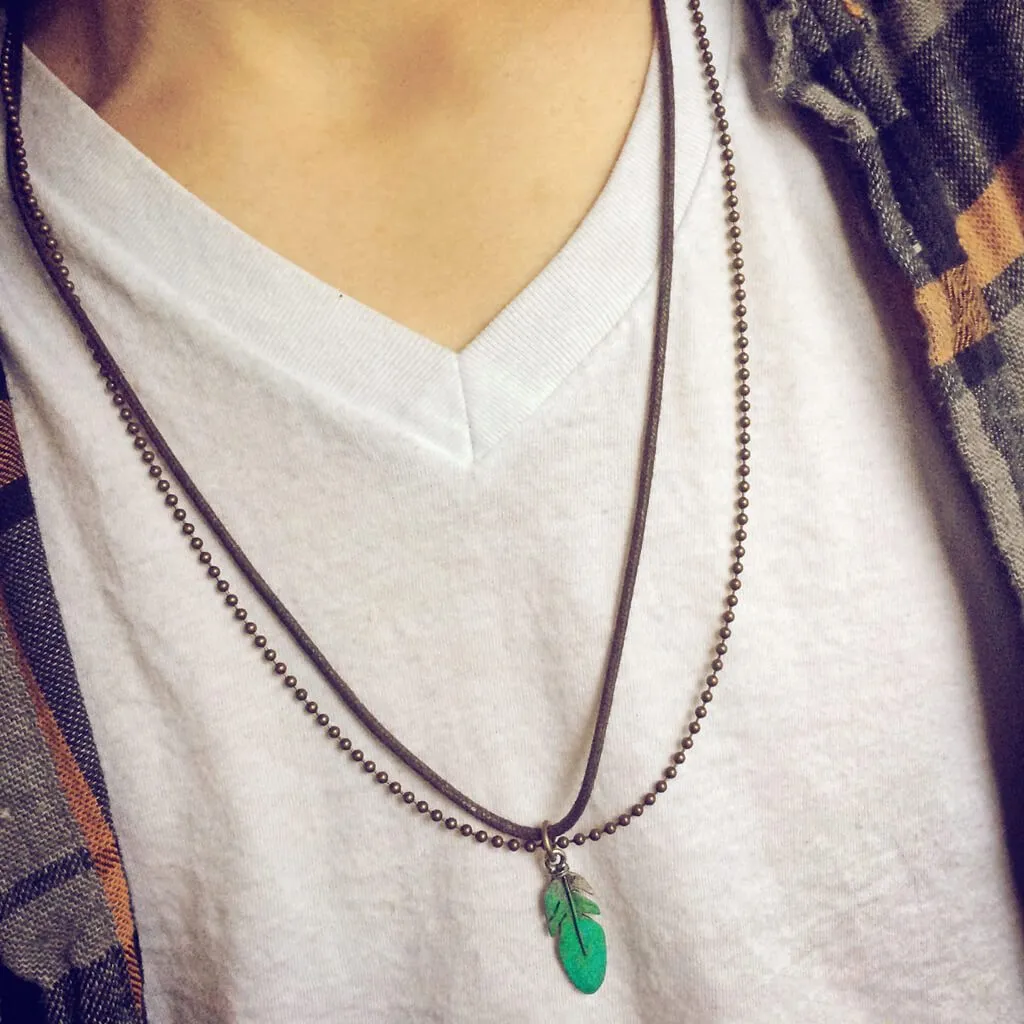 honor // men's rugged feather double strand necklace