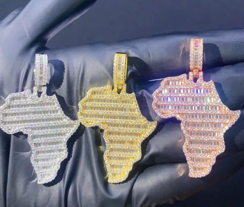 Iced out Map Pendant