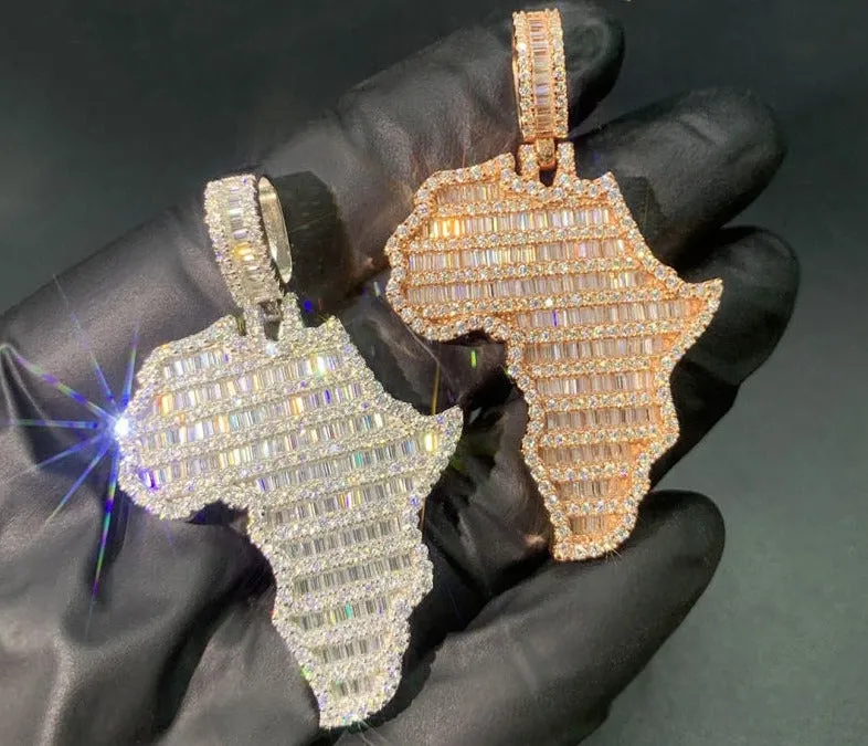 Iced out Map Pendant