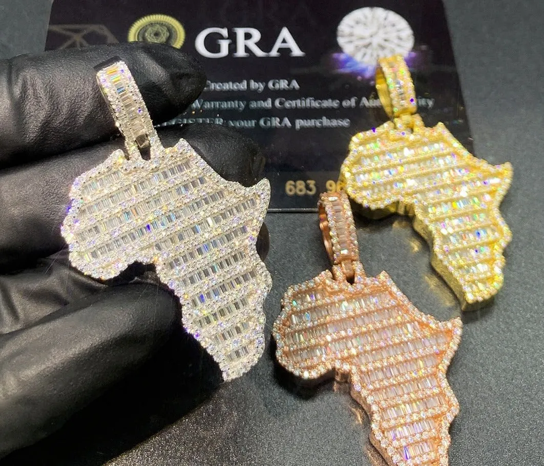 Iced out Map Pendant