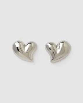 Izoa Layla Heart Stud Earrings Silver