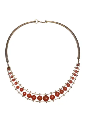 JACK BOYD BRUTALIST BRONZE & CARNELIAN NECKLACE