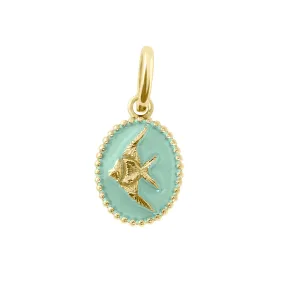 Jade Angelfish Pendant, Yellow Gold