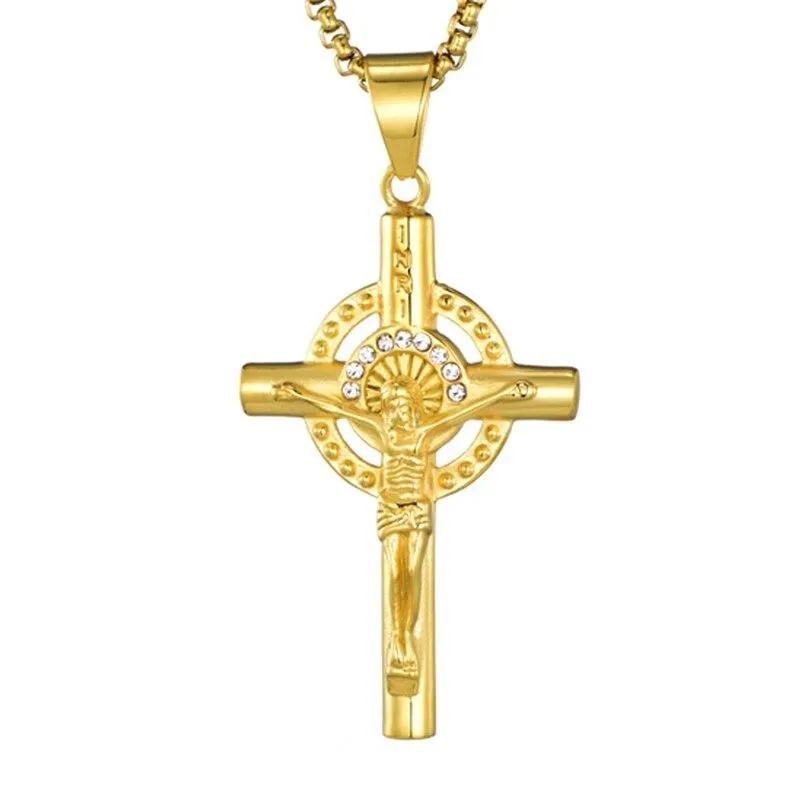 Jesus Christ Cross Stainless Steel Vintage Hip-hop Pendant Necklace