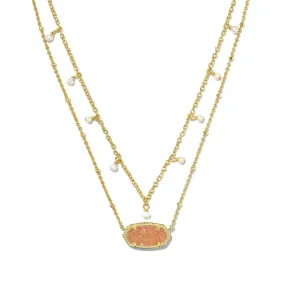 Kendra Scott Elisa Pearl Multi Strand Necklace - Gold Sand Drusy