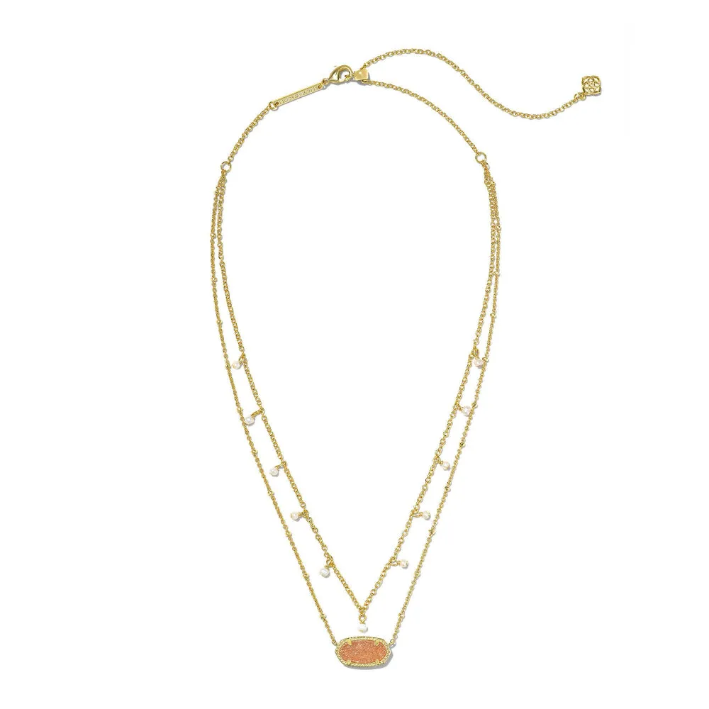 Kendra Scott Elisa Pearl Multi Strand Necklace - Gold Sand Drusy