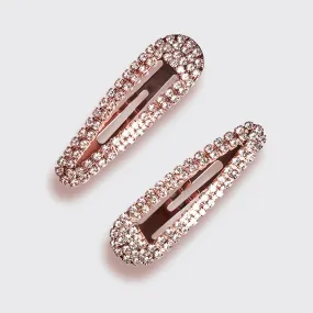 Kitsch Mini Rhinestone Snap Clips | Rose Gold