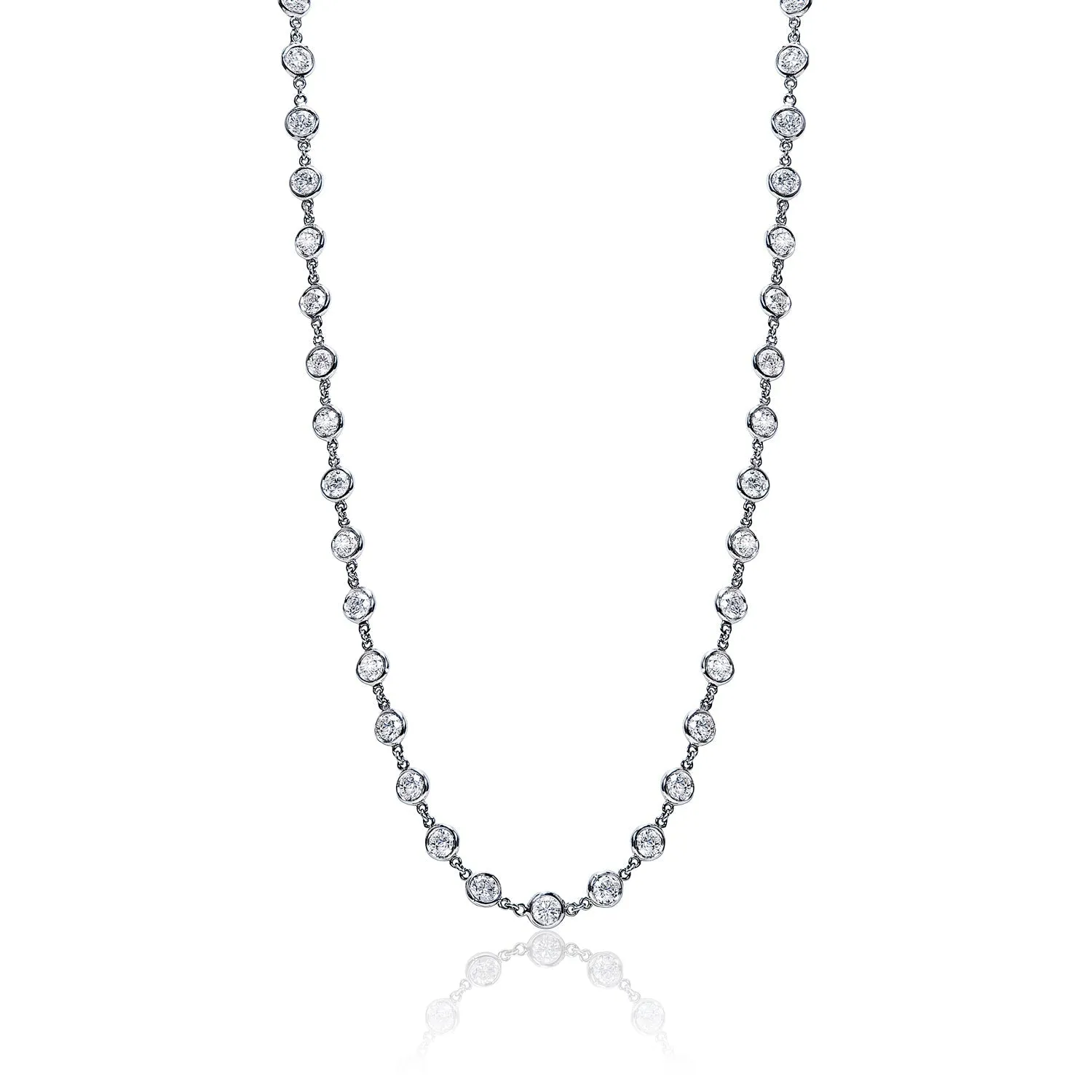 Kora 12 Carat Round Brilliant Diamonds By The Yard Necklace in 14K White Gold For Ladies