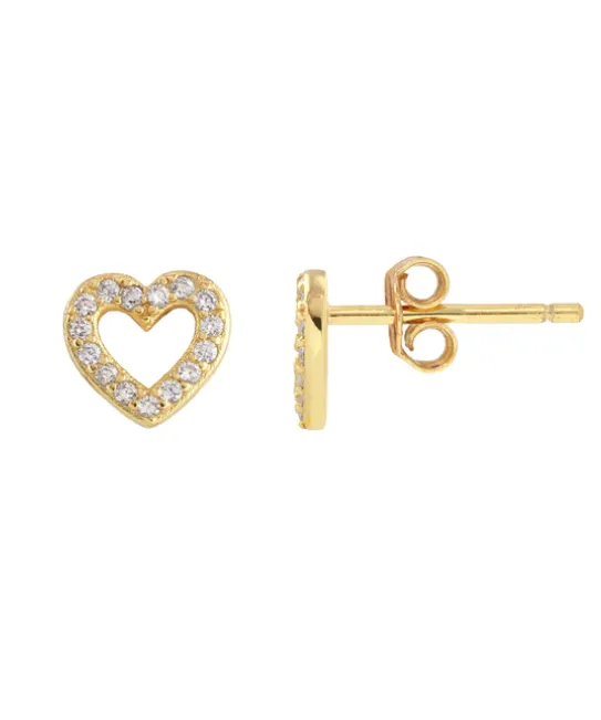 Kris Nations Heart Crystal Outline Stud Earrings - Gold OR Silver