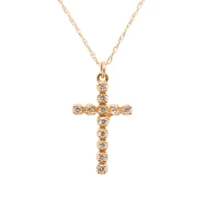 Ladies 14K Yellow Gold Diamond Cross Necklace