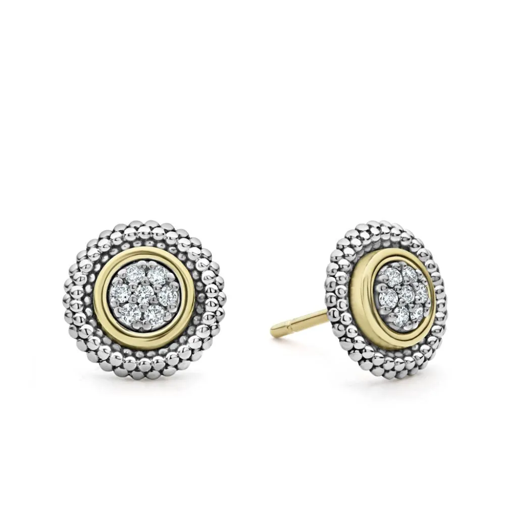 Lagos Signature Caviar Beaded Diamond Stud Earrings