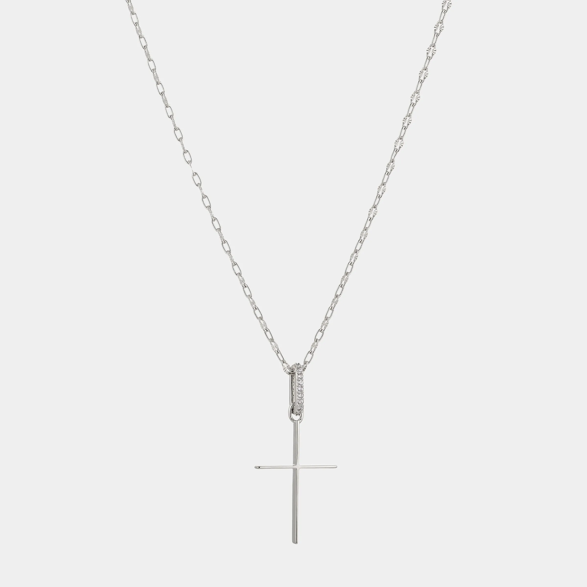 LARGE CROSS CZ PENDANT NECKLACE