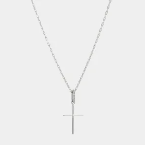 LARGE CROSS CZ PENDANT NECKLACE