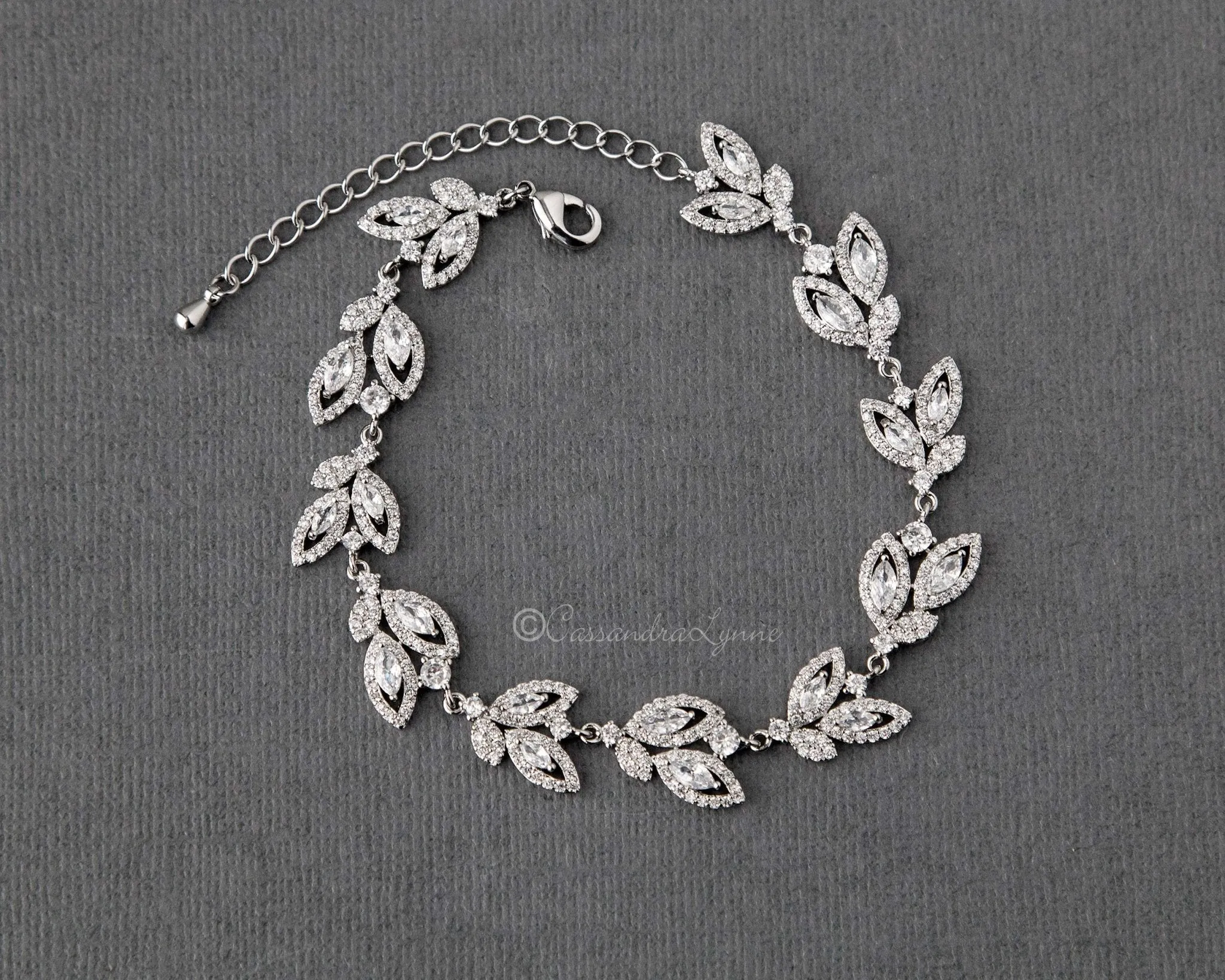 Leaf CZ Bridal Bracelet