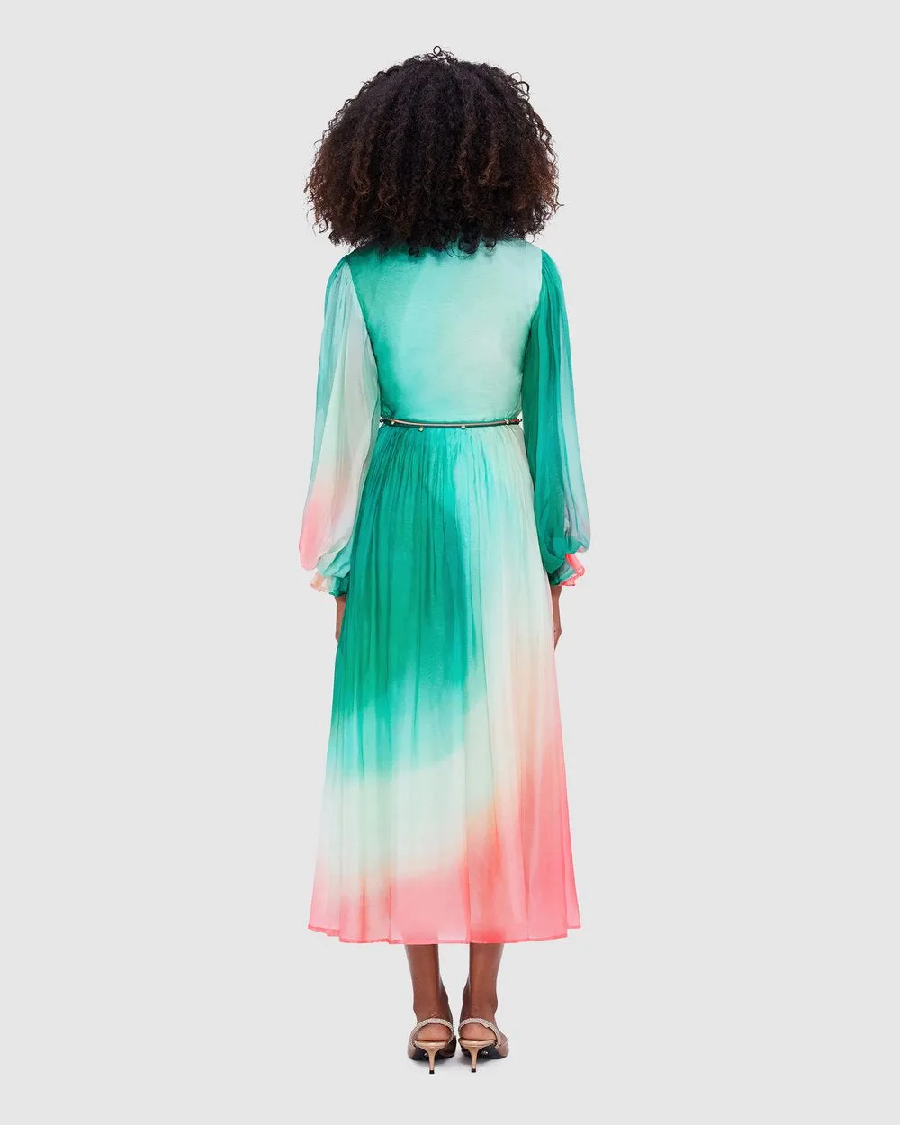 LEO LIN Cassie Tie Neck Midi Dress - Whimsical