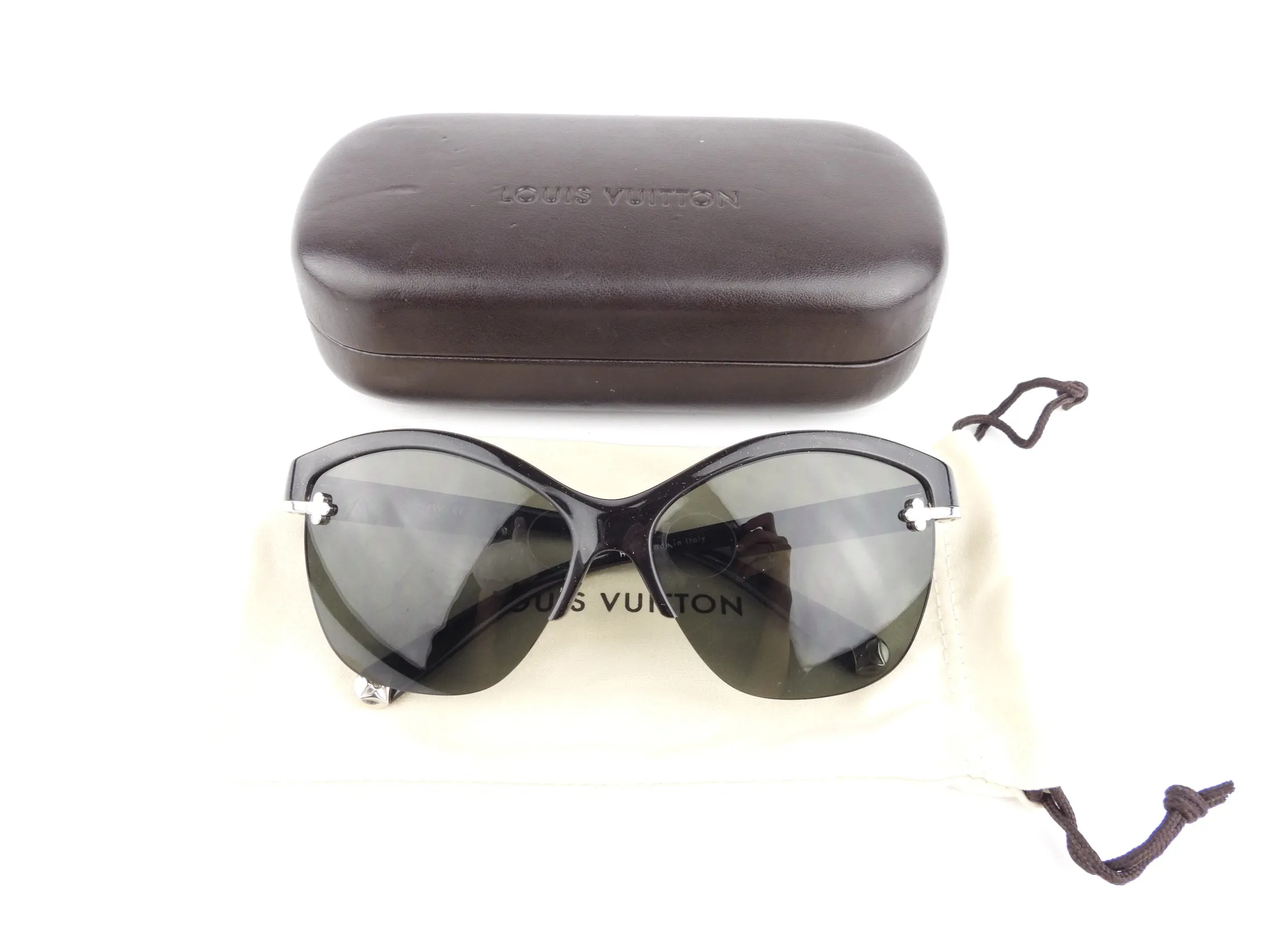 Louis Vuitton Black Glitter Half-Rim Violette Sunglasses Z0294W