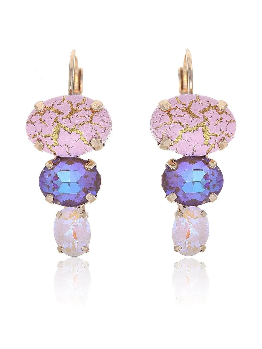 Marble Crystal Stud Earrings Pink