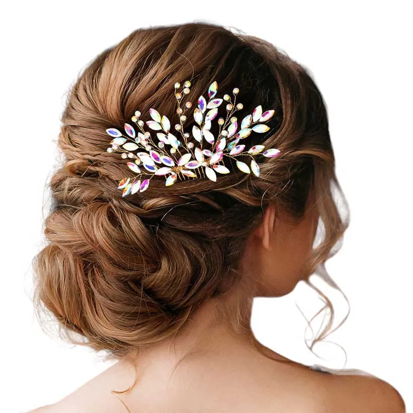 Marquise Rhinestone Embellished Hair Comb