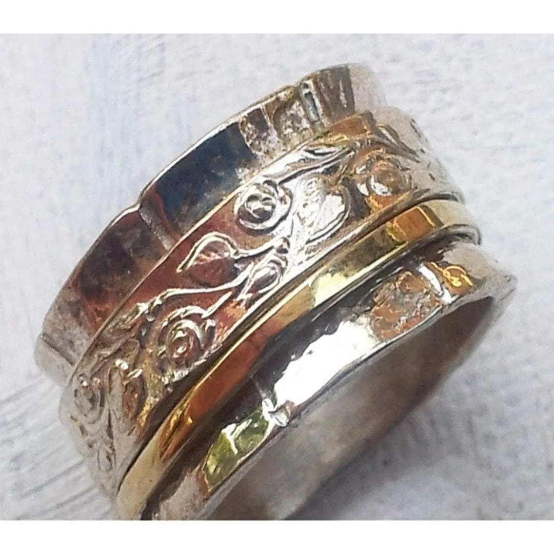 Meditation Rings Spinner ring silver gold designer jewelry