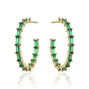 MEDIUM BAGUETTE HOOPS EMERALD