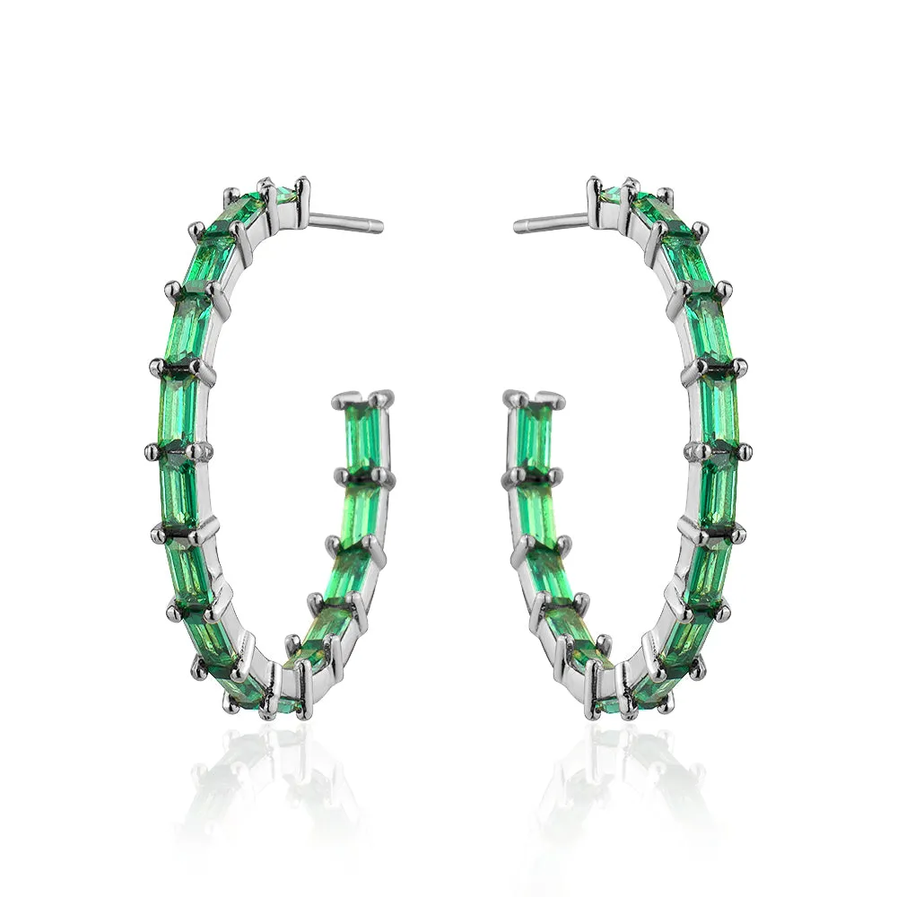 MEDIUM BAGUETTE HOOPS EMERALD