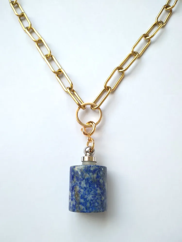 Megan Necklace with Lapis Lazuli Essential Oil Bottle