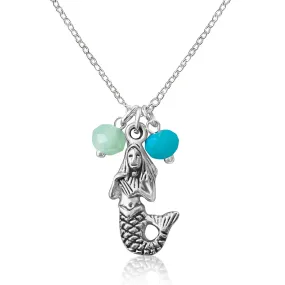 Mermaid Necklace with Ocean Foam Green Crystals