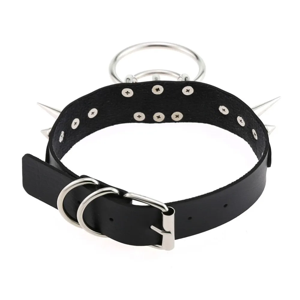 Metal Spike Collar Choker Leather Gothic Punk Harajuku Necklace