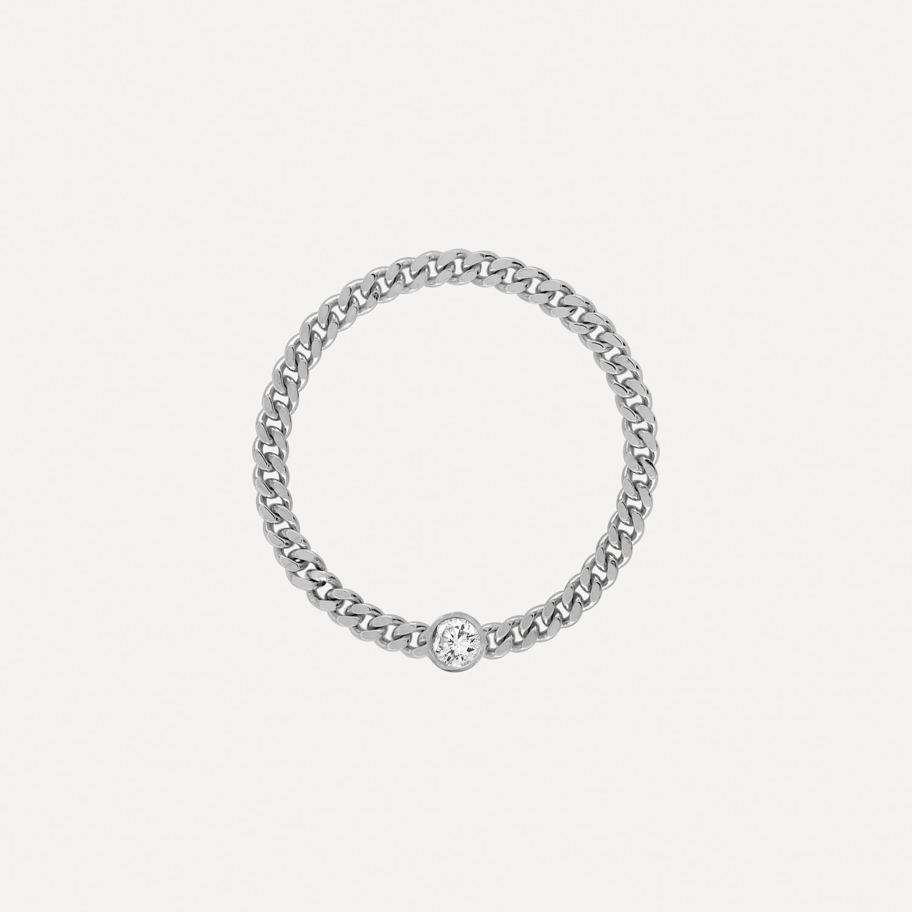 Mini Curb Chain Ring with Birthstone Bezel