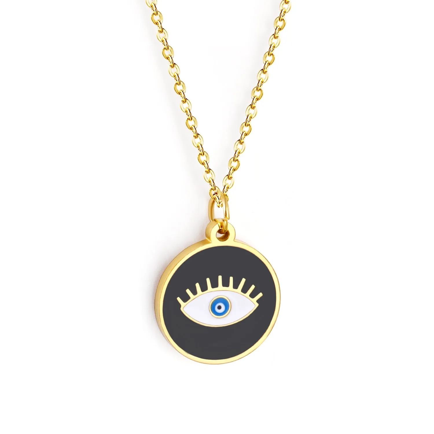 Minimalist Evil Eye Stainless Steel Necklace