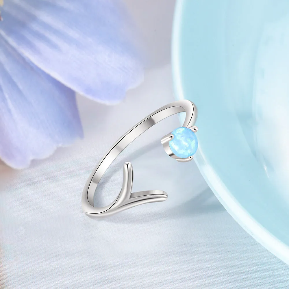 Minimalist Resizable Blue Opal Rings For Women