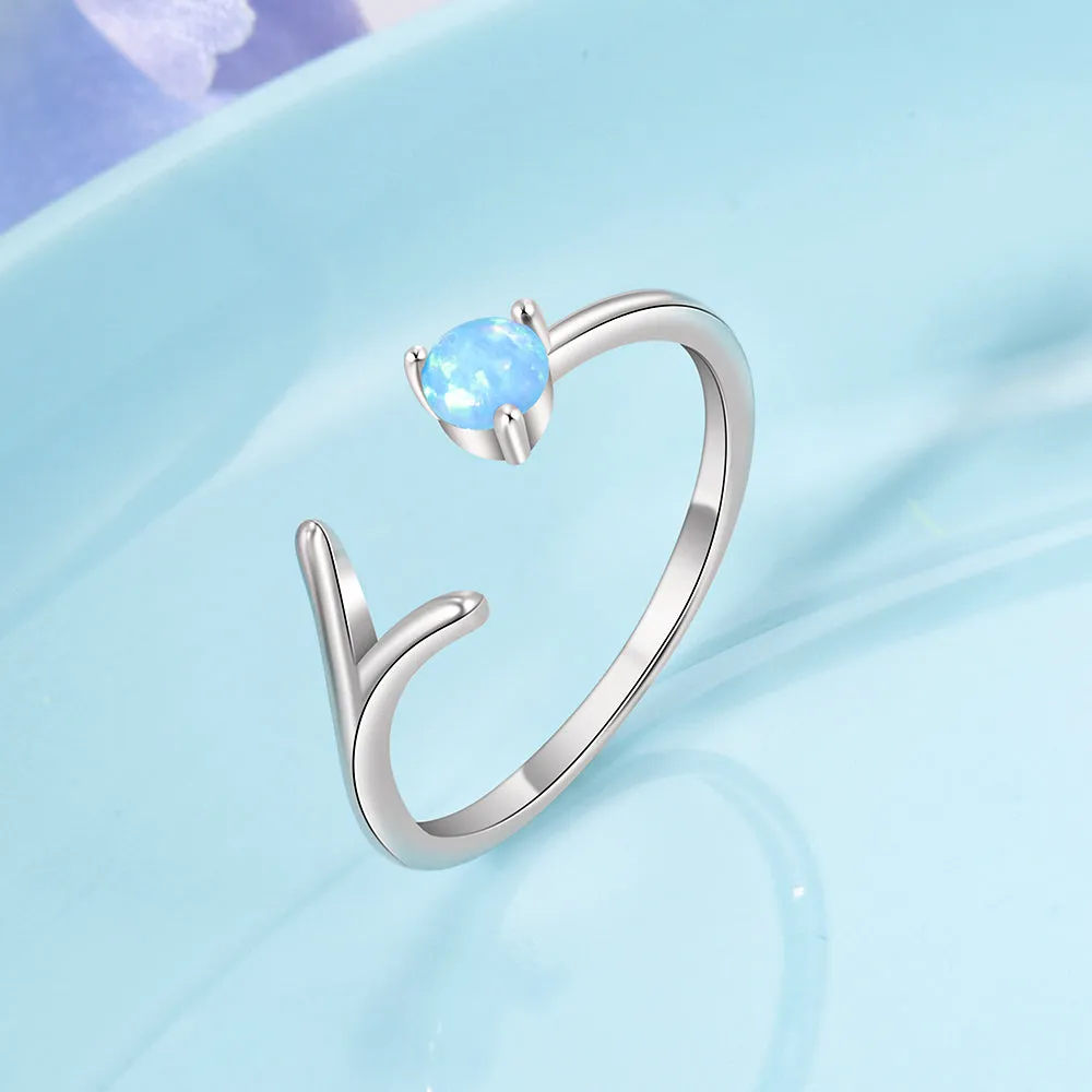 Minimalist Resizable Blue Opal Rings For Women