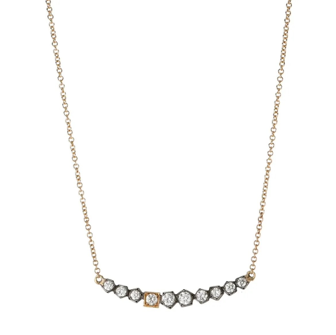 Mixed Metal Rock Chain Diamond Necklace