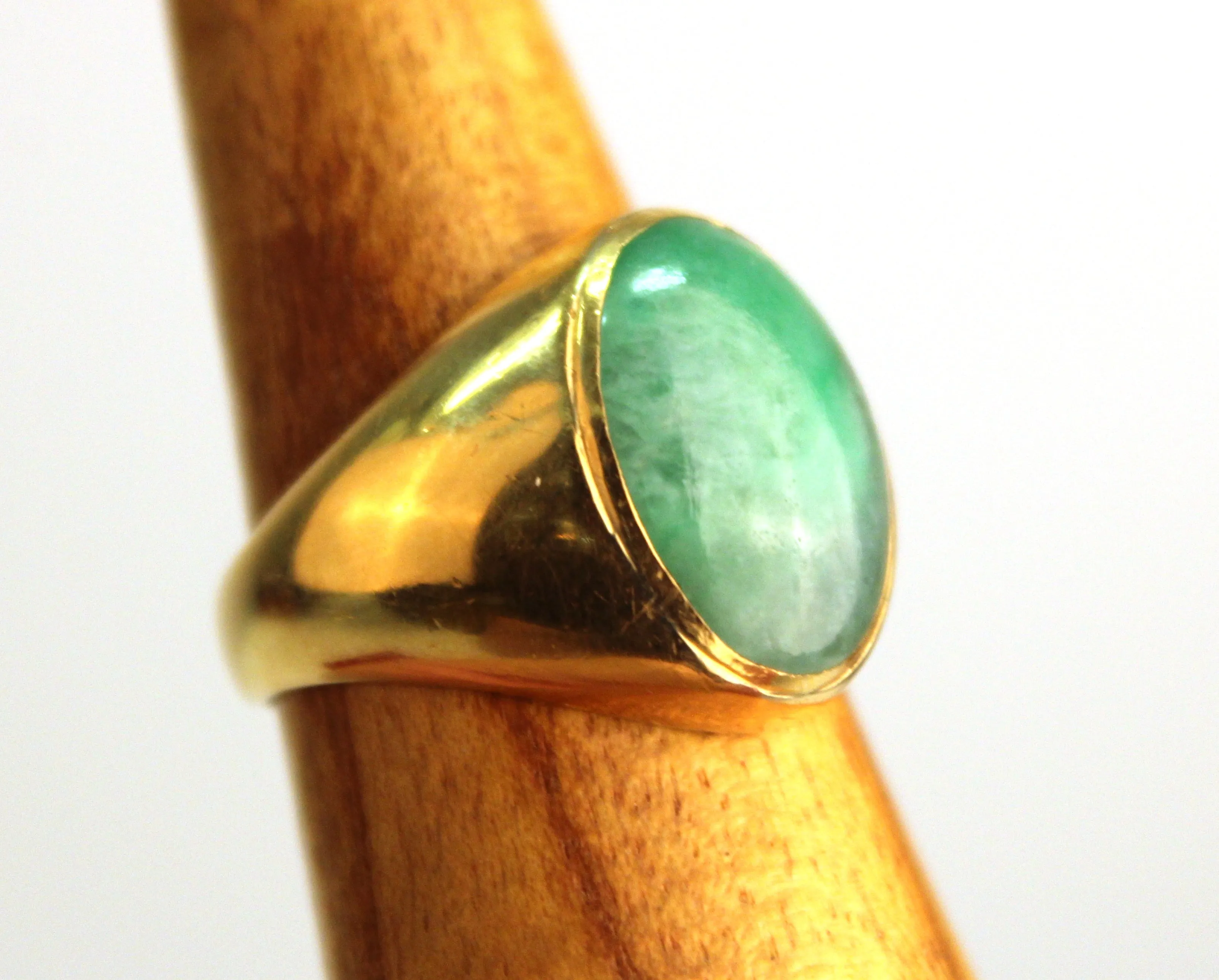 Modern Jade Ring With Yellow Gold Band