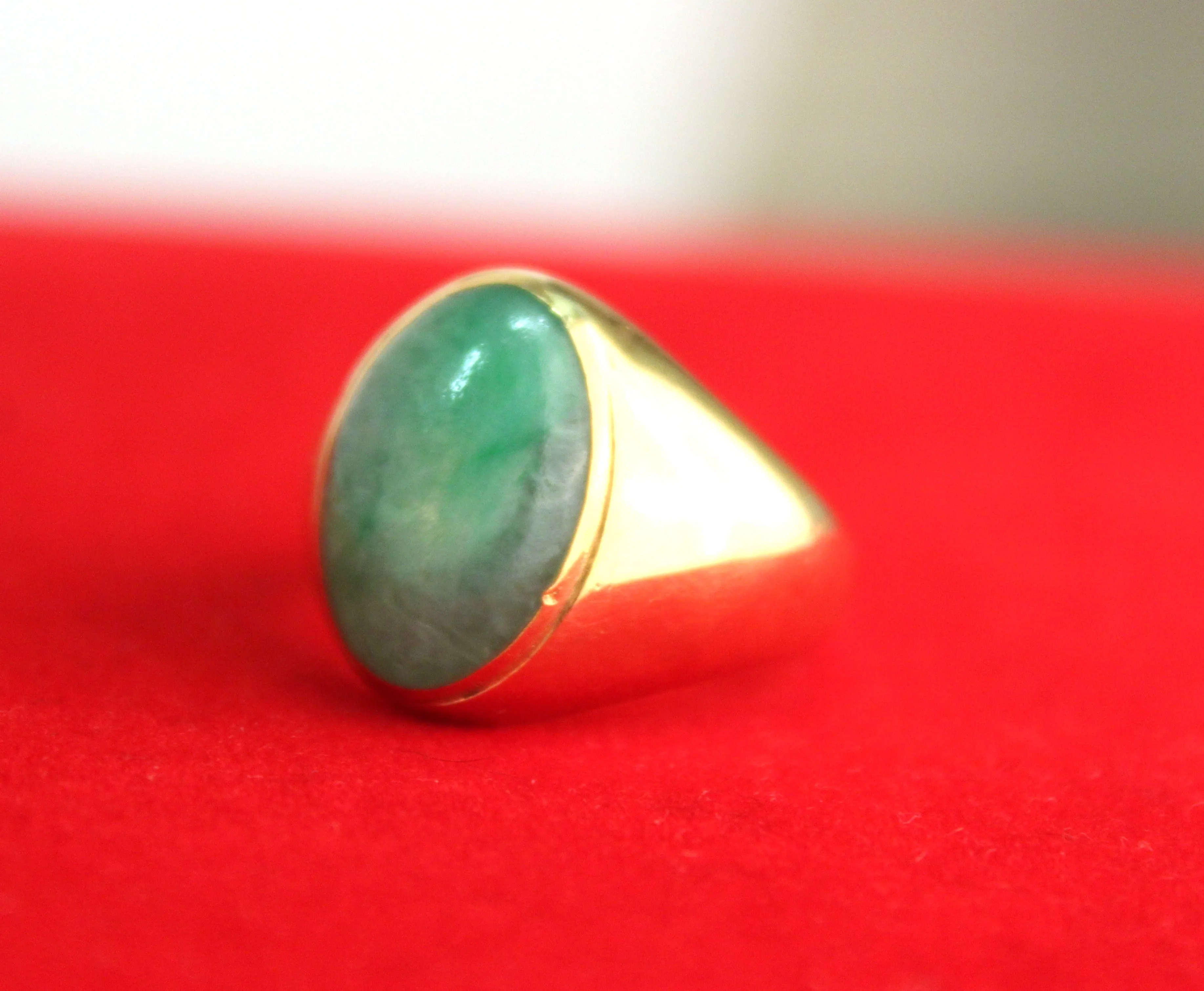 Modern Jade Ring With Yellow Gold Band