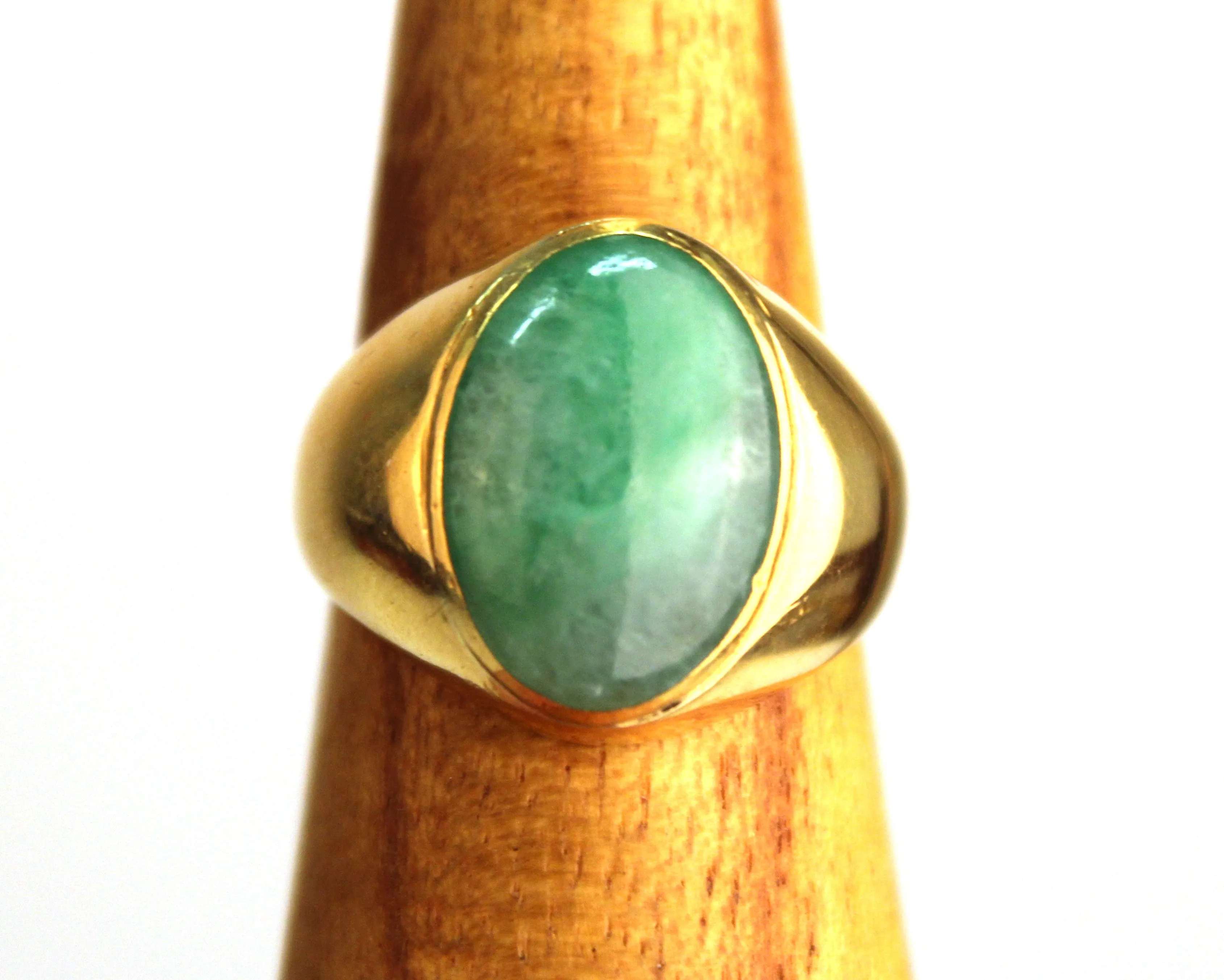 Modern Jade Ring With Yellow Gold Band